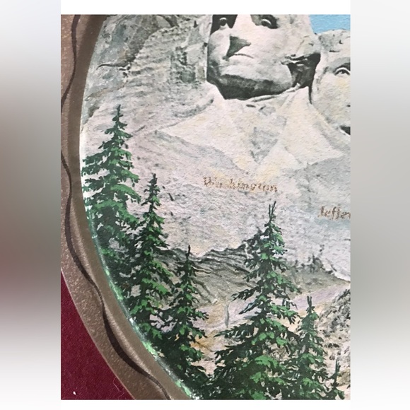 Presidents tray Mount Rushmore tin Round Black Hills South Dakota Metal 11” VTG - Picture 7 of 9